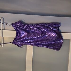 Purple sequined mini dress xl